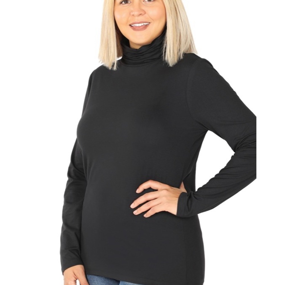 Black Turtleneck Long Sleeve Top